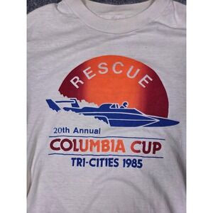 Vintage 1985 Columbia Cup Tri-Cities Rescue Boat Hanes T-Shirt Mens Medium